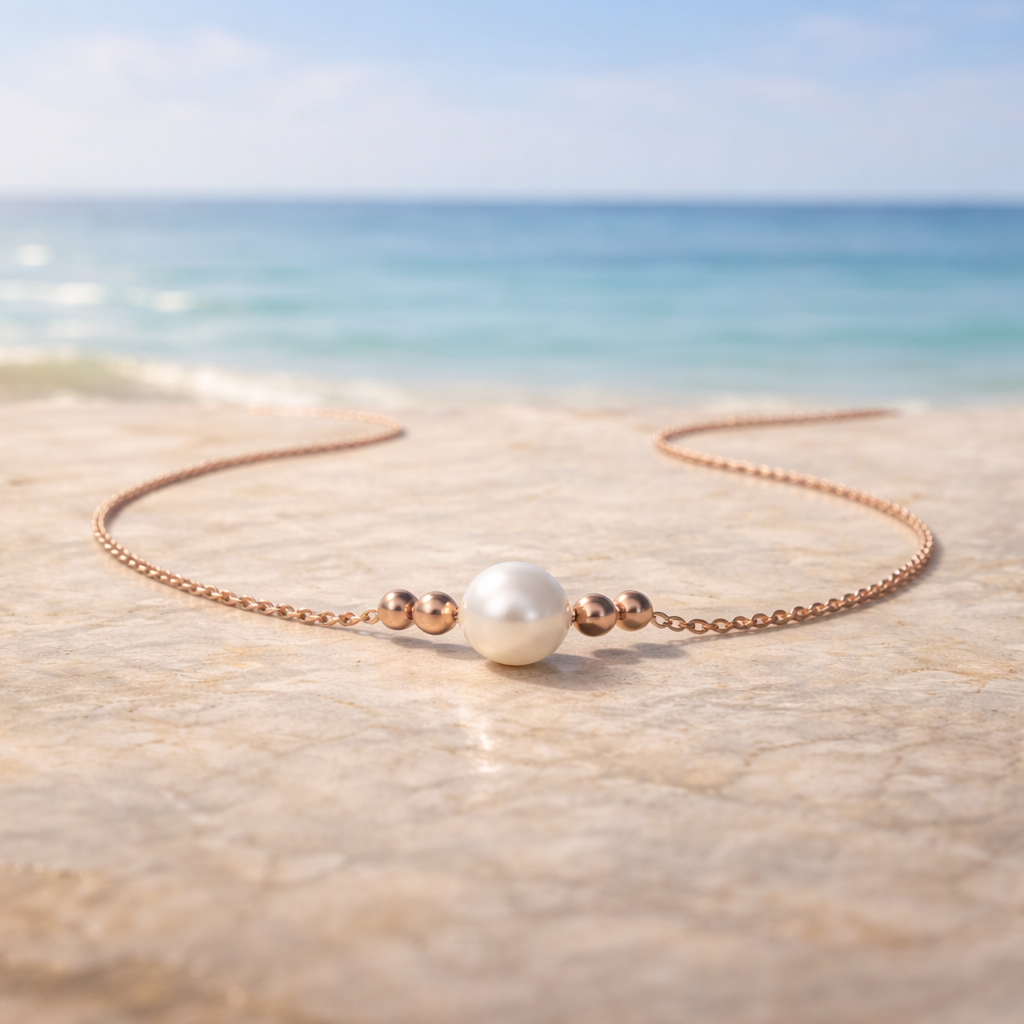 South Sea Pearl and rose gold necklace