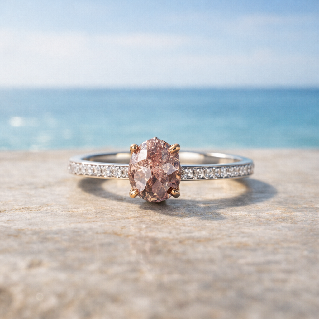 Engagement ring with Argyle rough diamond